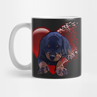 Rottweiler puppy and heart Mug